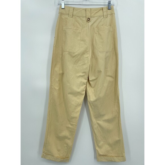 PRINCESS POLLY High Rise Pleated Relaxed Chino Pants with D-Ring Belt Size 4 - Picture 3 of 6
